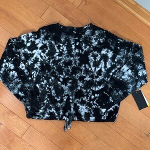 DKNY Monochrome Tie-Dye Long Sleeve Top